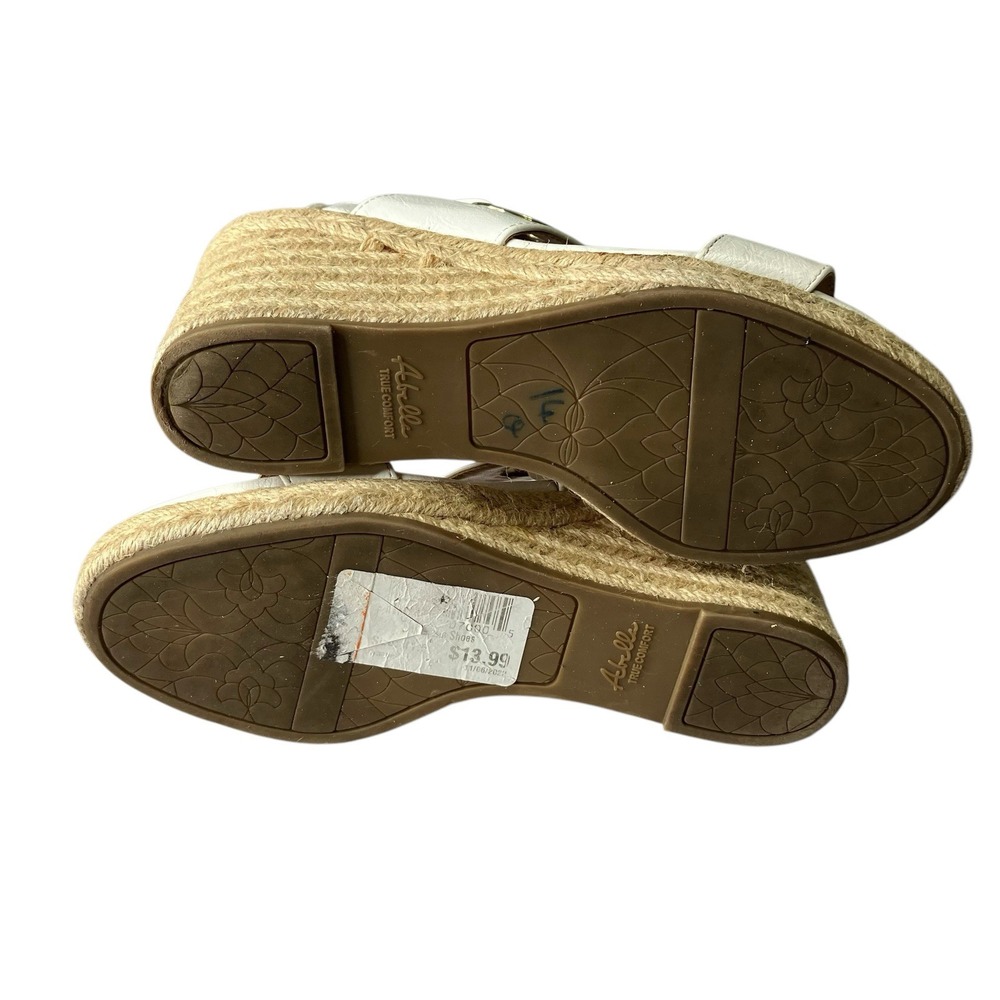 Abella True Comfort Taya Wedge Sandal Size 7 Espadrille Heel Gold Hardware - Picture 11 of 11